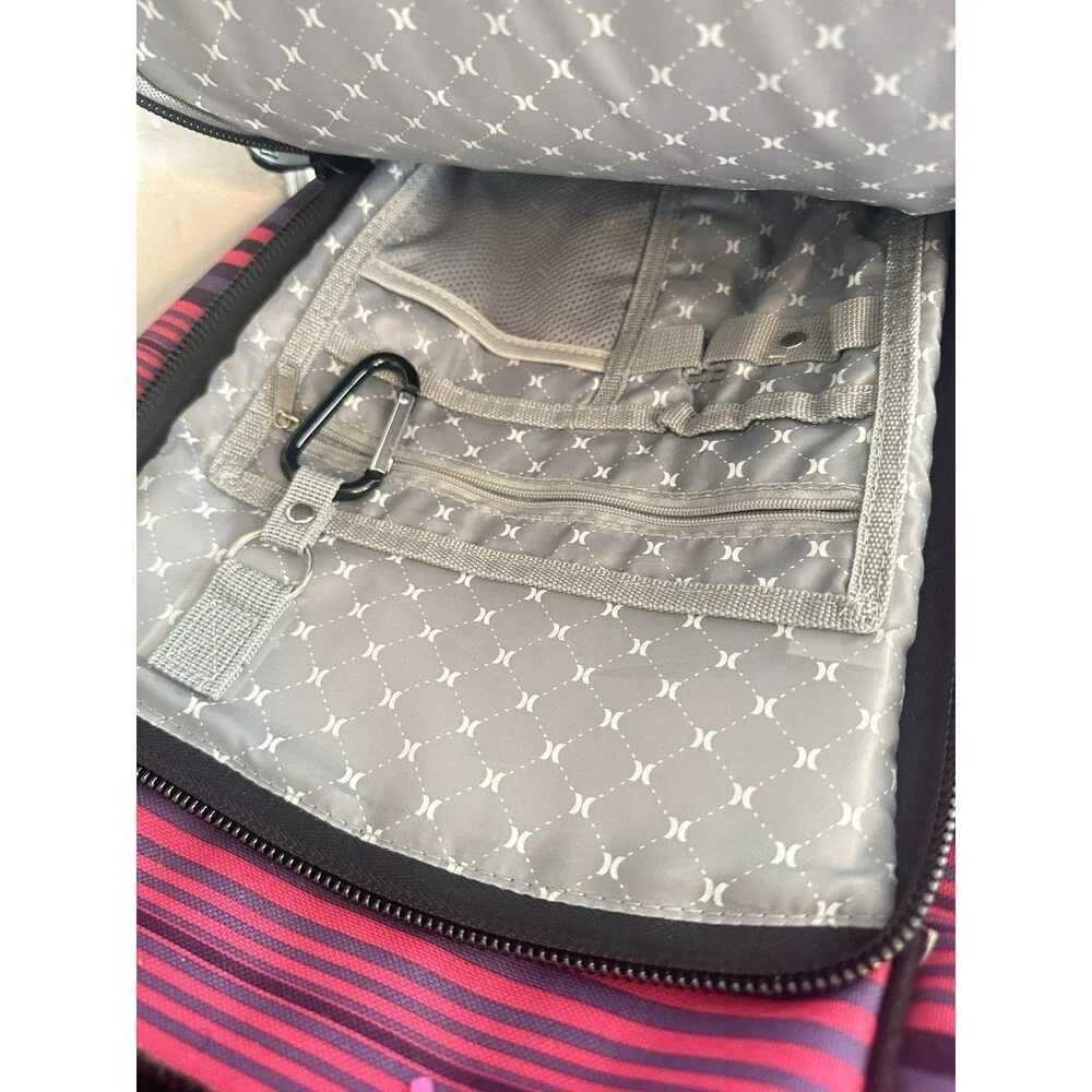 Hurley Copy Backpack Pink Striped Exclusive Compartment Laptop Casual Bag